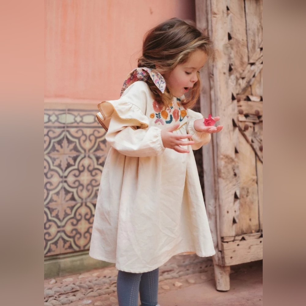 Louise Misha Illia embroidered corduroy dress, 10Y